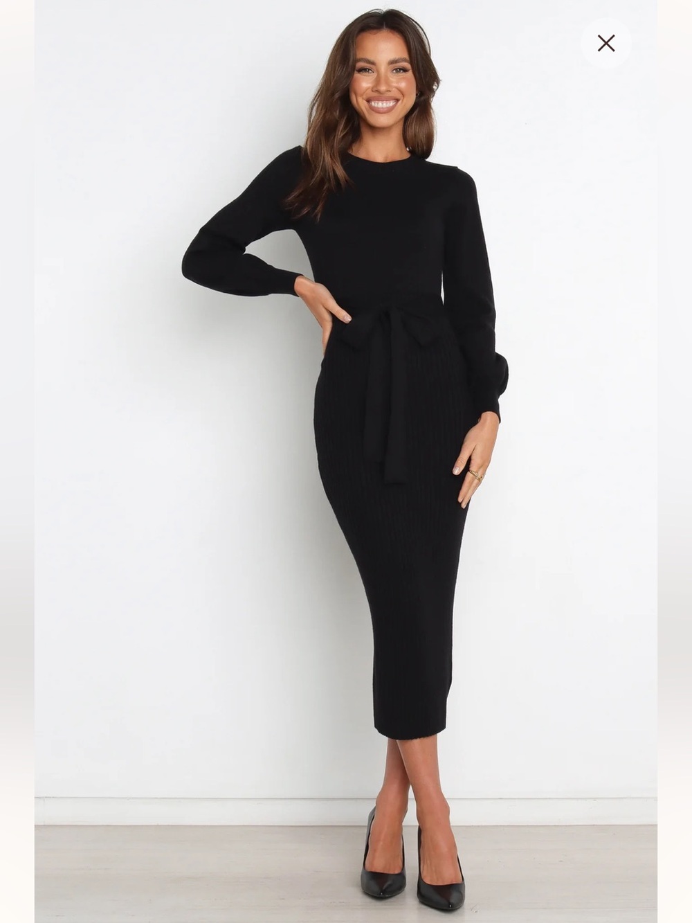 NWT Petal & Pup Sz Large XL Women’s Black Midi Helena Long Sleeve Dress Ret $90!